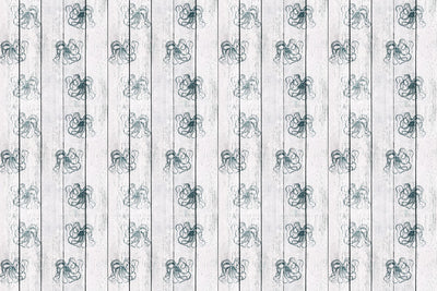 Octopus Print on Wood Wallpaper Mural