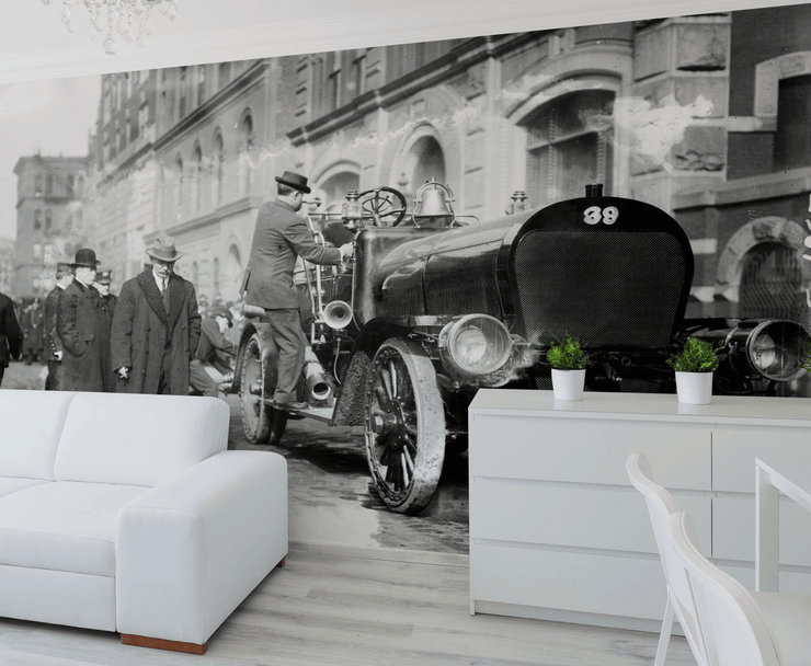 New York City Vintage Fire Engine Wall Mural-Vintage-Eazywallz
