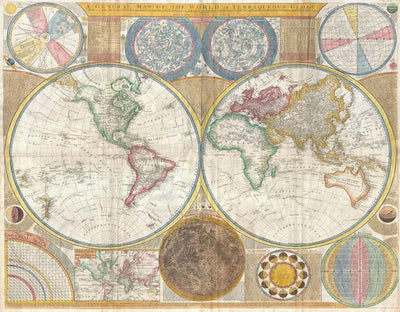 Vintage World Map Mural Wallpaper-Cityscapes-Eazywallz